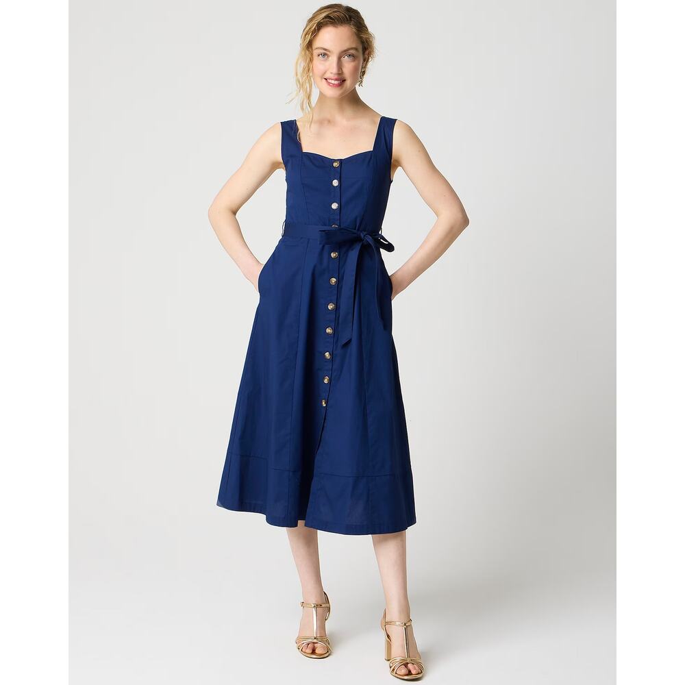 NWT J. Crew Button-Front Belted Midi Dress Size 14
